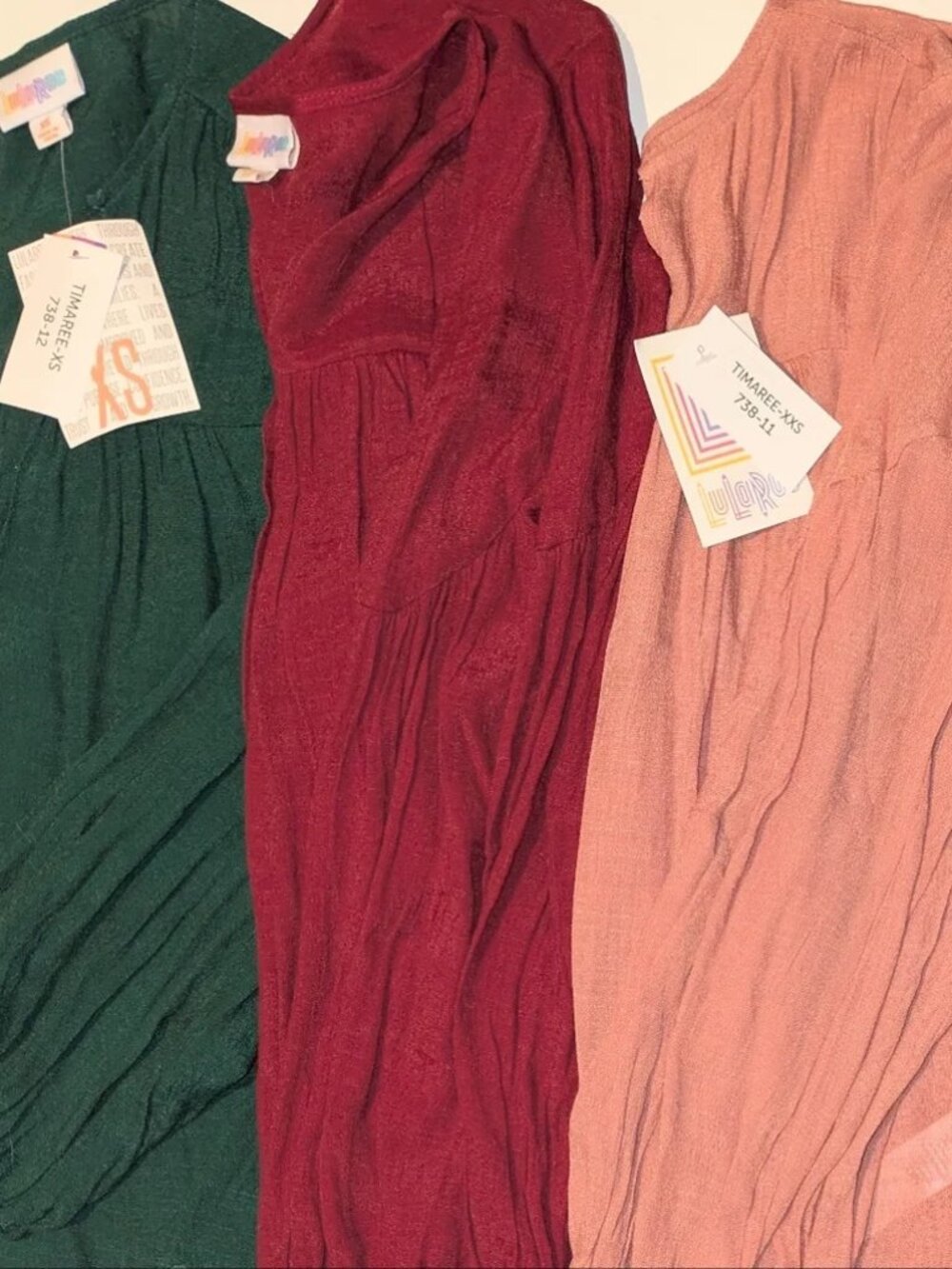 LuLaRoe Timaree Peasant Blouse Lot of 3 XS & XXS, NWT & NWOT